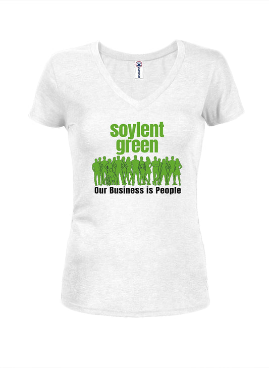 Our Business is People Juniors V Neck T-Shirt