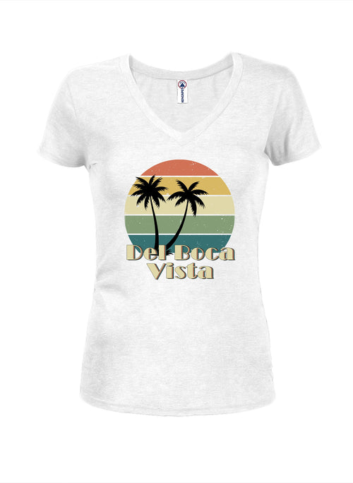 Del Boca Vista Retro Juniors V Neck T-Shirt
