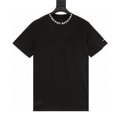 Chrome Hearts Short-Sleeve T-Shirt with Sanskrit Lettering Print at the Neckline